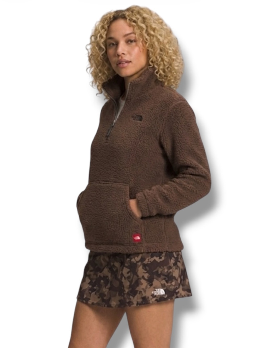 The North Face Top Brown Osito-Style 1/4 Zip Pullover Fleece Outdoor Size M